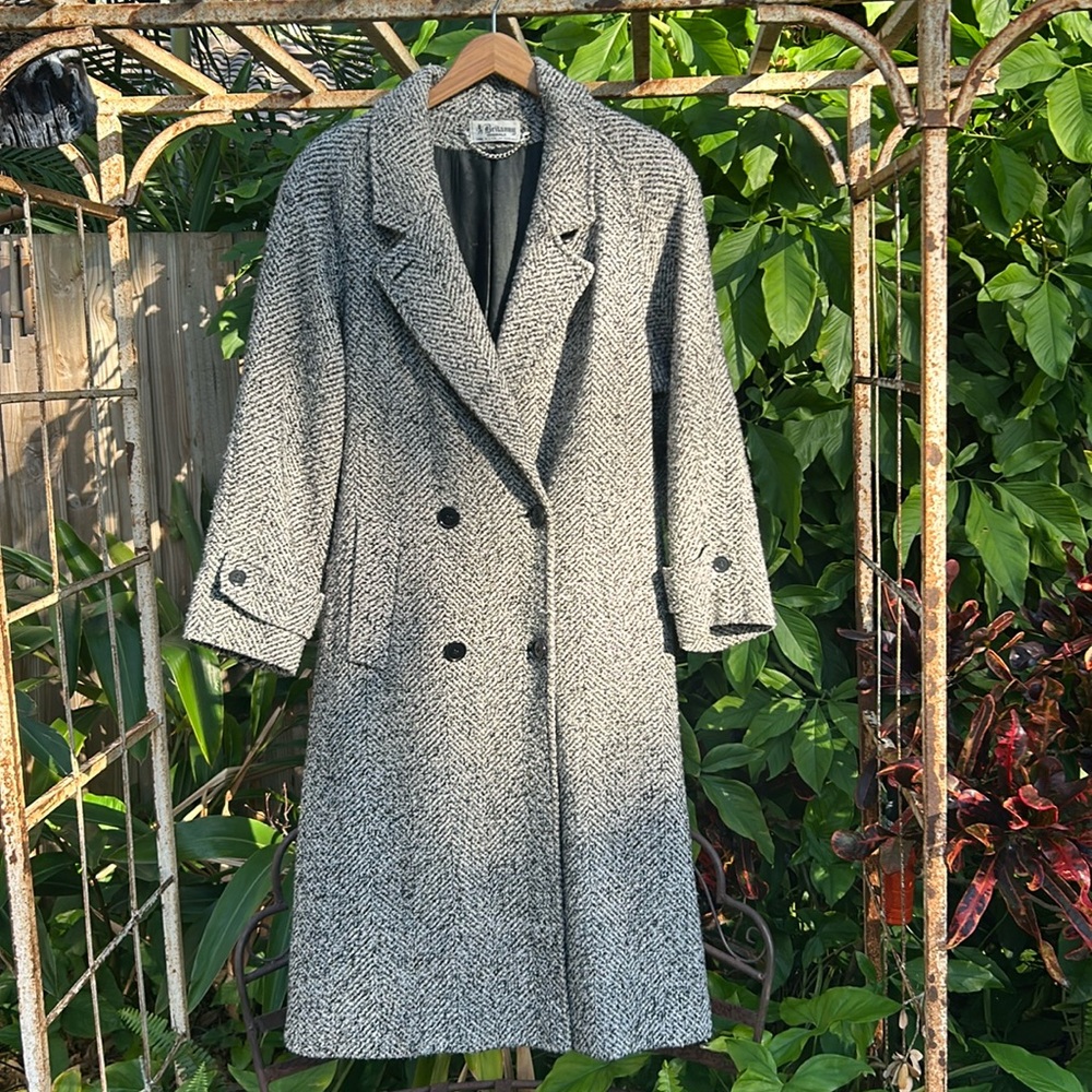 Vintage Britanny Originals made in USA long wool herringbone trench coat